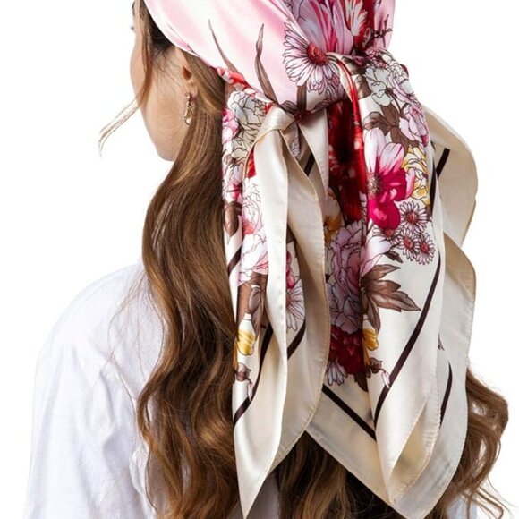 New 35 Inch Square Silk Feeling Scarf - Picture 3 of 5